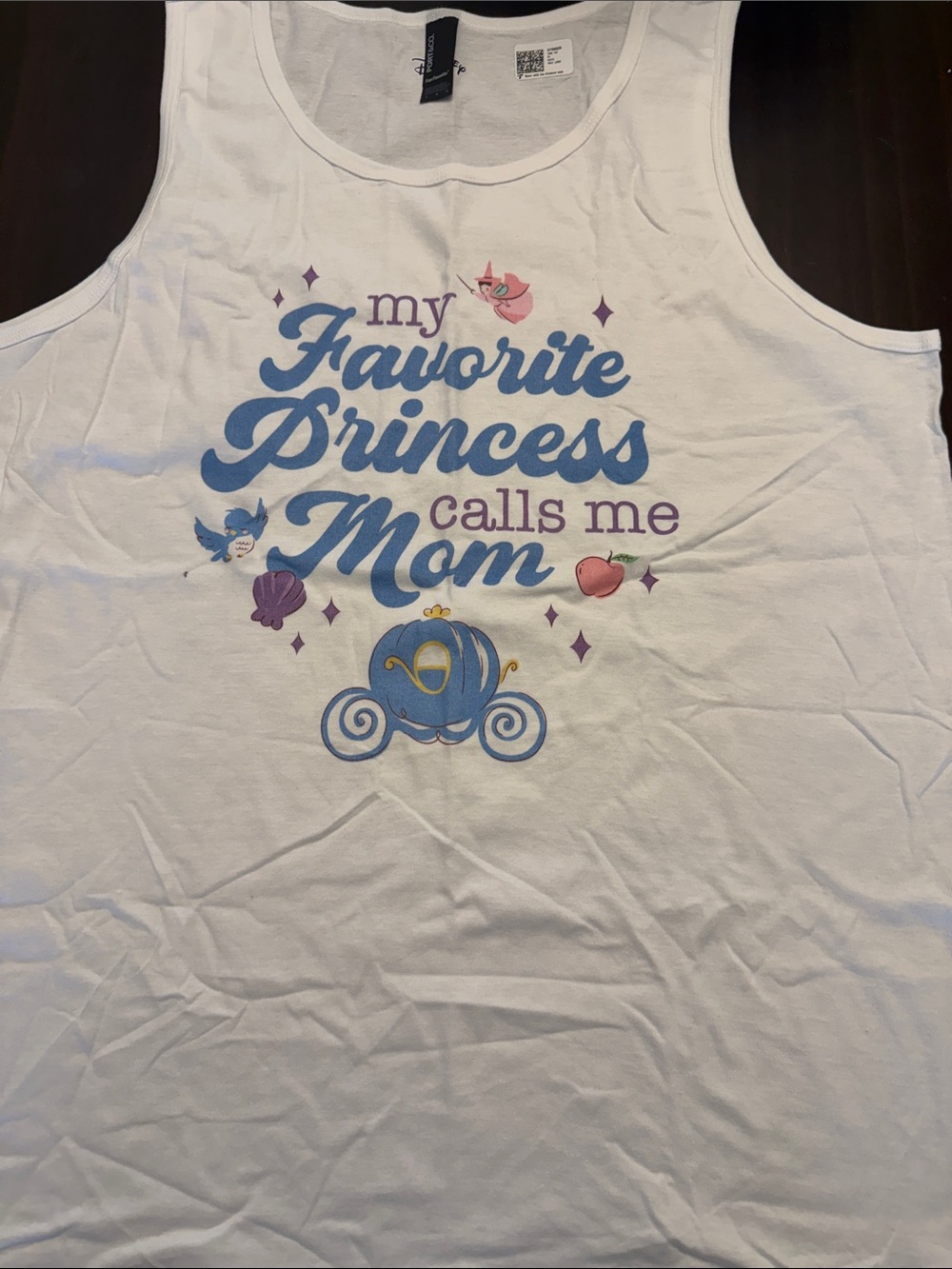 Disney Mom Princess Graphic Tank Top - White with Blue & Purple Print